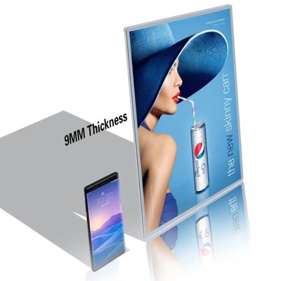Α1 / Α2 / Α3 / Α4 γυάλινο LED Ultra Thin Lightbox Display Αλουμινένιο πλαίσιο διαφημιστικής αφίσας