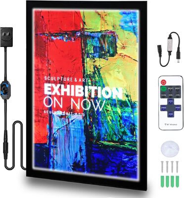 Remote Control Dimmer Magnetic Snap Design LED Poster Frame with 6500K Lumen LEDs for Professional Illumination